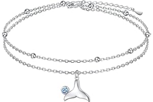 YINSHAN Star Moon Layered Anklet 925 Sterling Silver Sunflower Airplane Mermaid Tail Anklets for Women Girls Adjustable Beads Crescent Ankle Bracelet Boho Beach Foot Chain Charm Jewelry