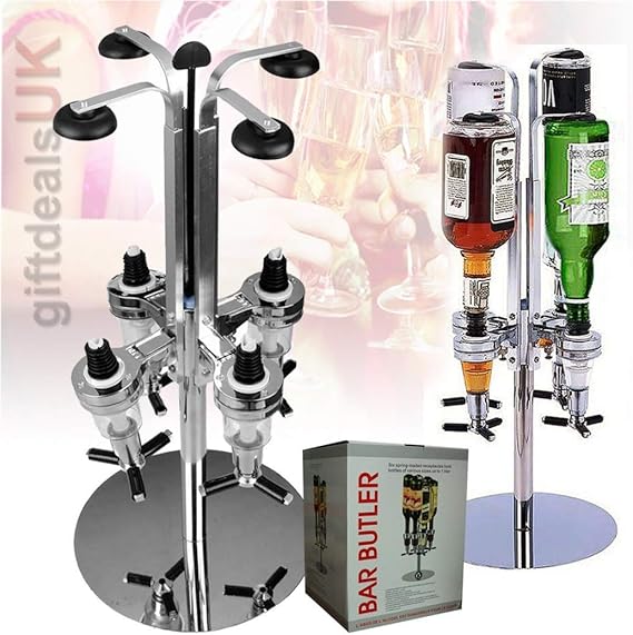 4 Bottle Rotary Bar Butler Drinks Stand Spirits Wine Optic Dispenser
