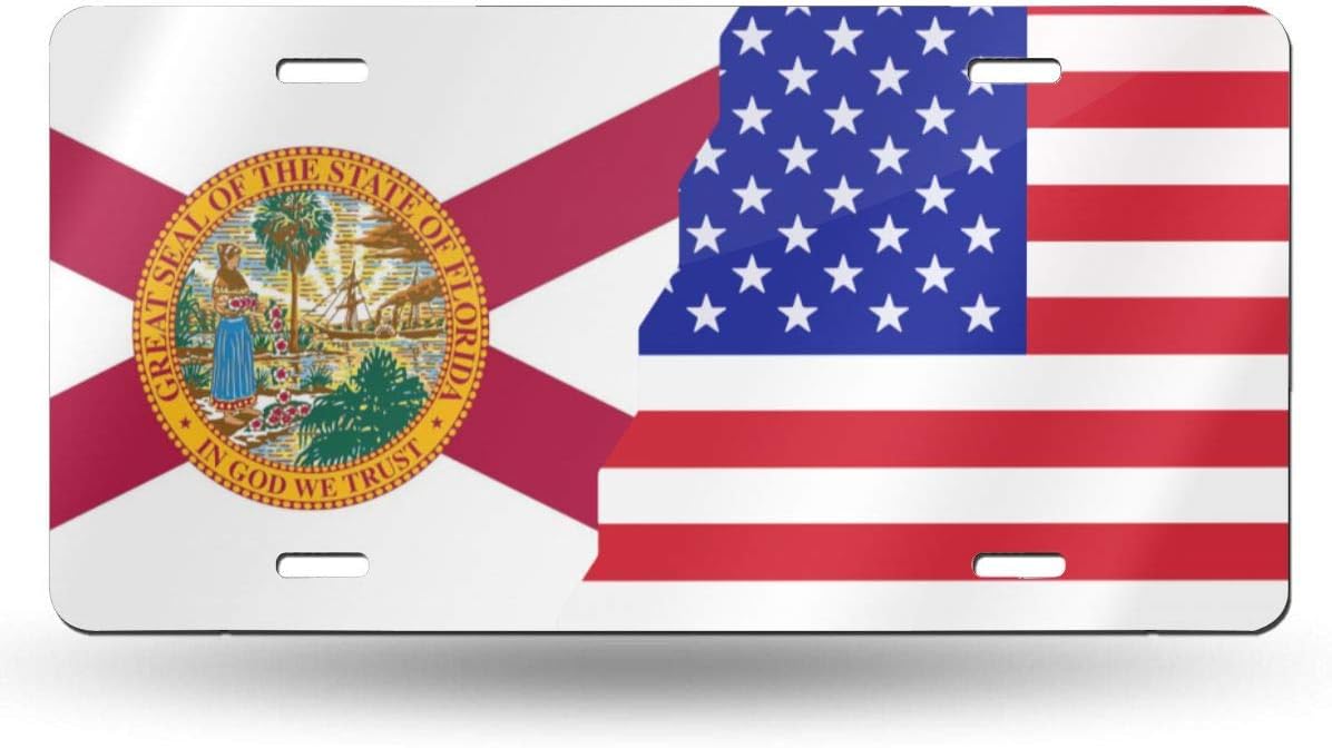C59KHK76 American Florida Flag License PlatePersonalized