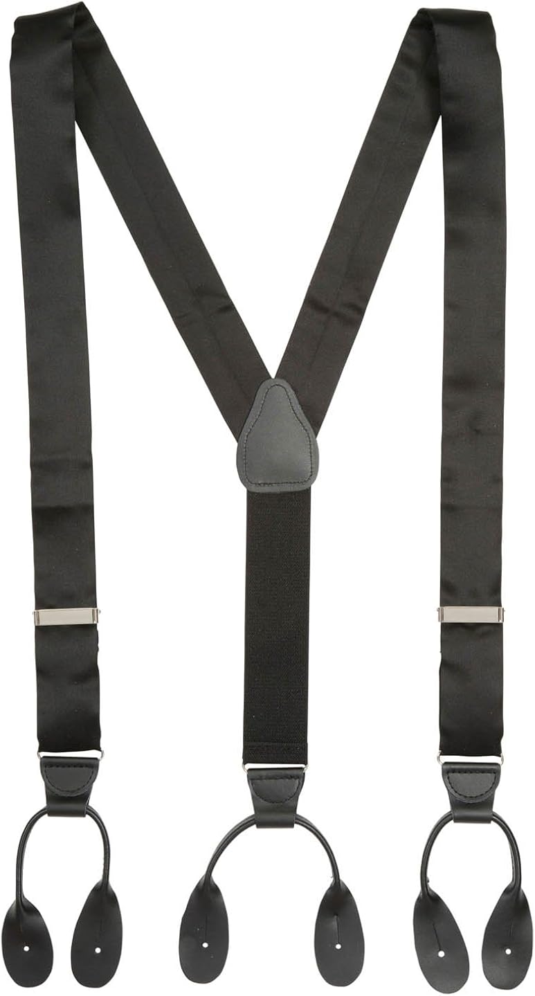 Hold'Em 100 Silk Suspenders for Men Button End Tuxedo Suspender Made