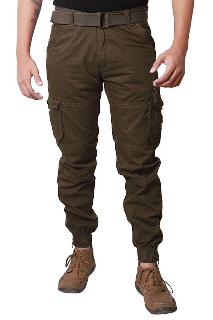 verticals solid cargo jogger pants for men