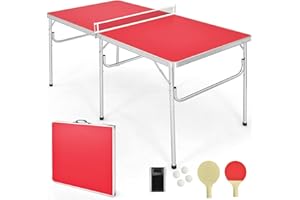 Goplus Foldable Ping Pong Table, 100% Preassembled, Table Tennis Table with Net, 2 Paddles, Ping Pong Balls, Portable Table Tennis Game Set for Indoor Outdoor