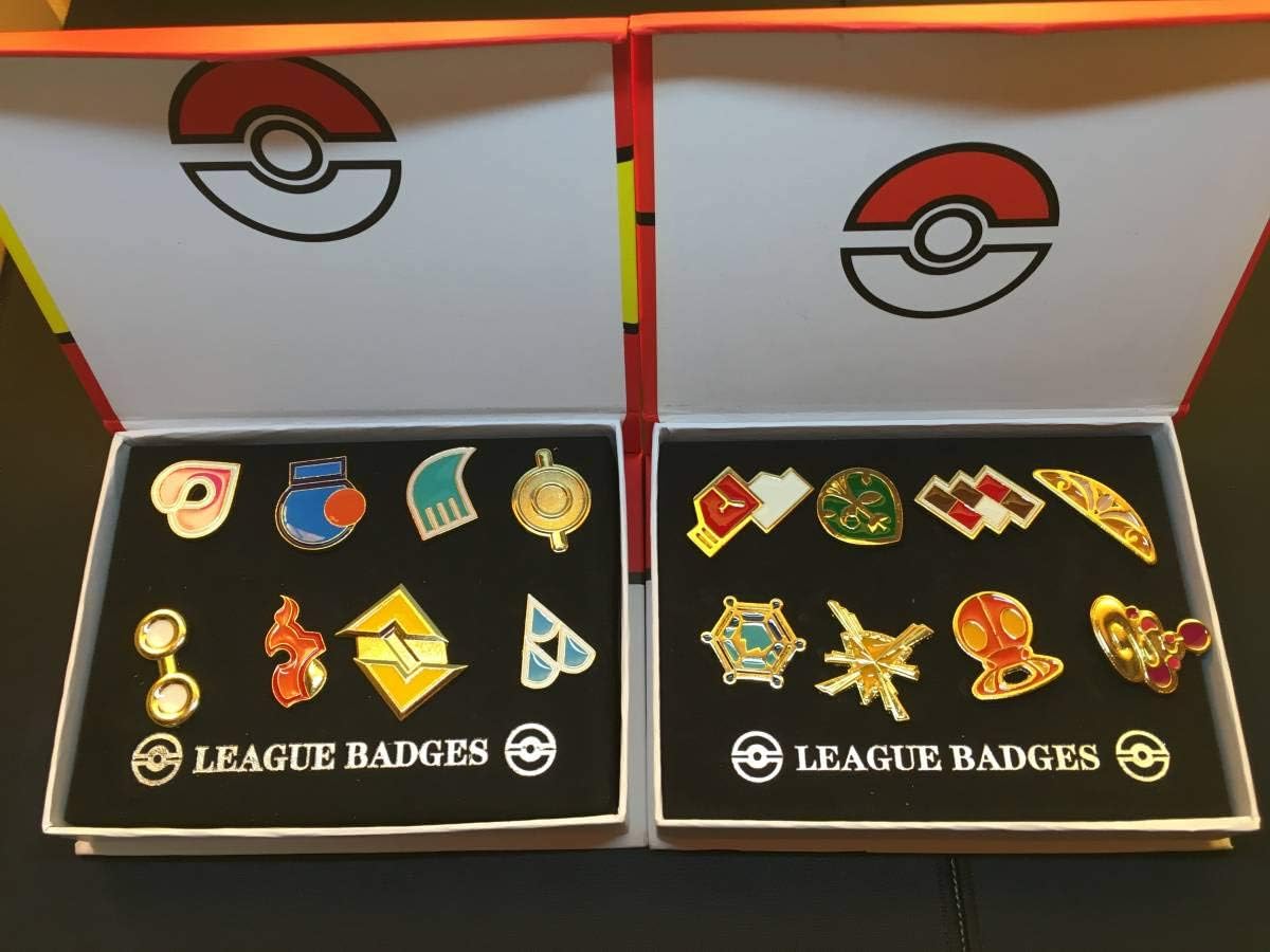 Amazon ポケモン ポケットモンスター ジムバッジ 6箱セット まとめ売り 四天王 コスプレ グッズ コレクション 地方 赤 緑 青 ピカチュウ 版 おもちゃ ホビー