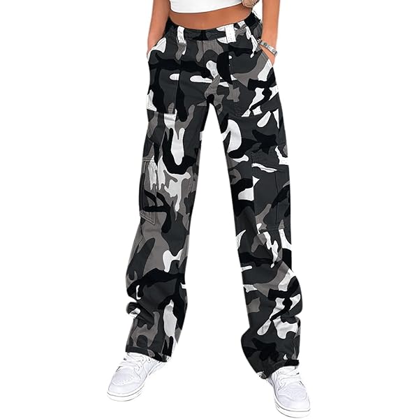 Women Camo Pants Cargo Trousers Cool Camouflage Pants