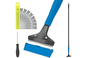 KeFanta Floor Scraper Heavy Duty, 4" Wide Razor Blade Scraper Tool with 45.7" Long Handle, 10PCS Extra Metal Blades, Scraper for Cleaning Glass Wall Gum Paint Tile Glue Linoleum Sturdy Durable