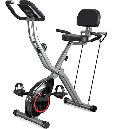 Exercise Bands HOMCOM 2-In-1 Folding Exercise Bike With 8-Level