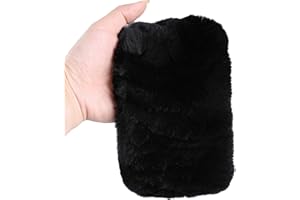 BOONJOVIA Rex Rabbit Fur Knitted Headband - Winter Fashion Ear Warmers Neck Warmer Snood Scarf (Black, One Size)
