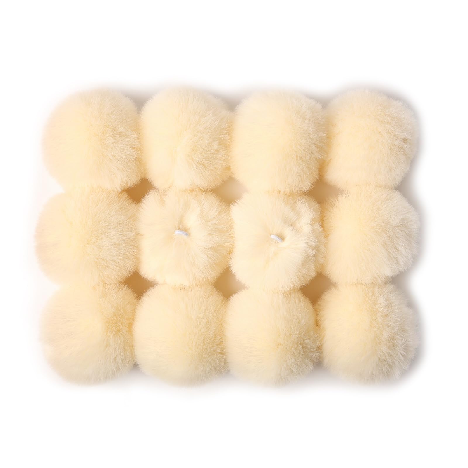 Furling Pompoms DIY Pack of 12 Faux Fur Pom Poms for Hats Soft Knitting Accessories (Beige, 8cm) — image 1