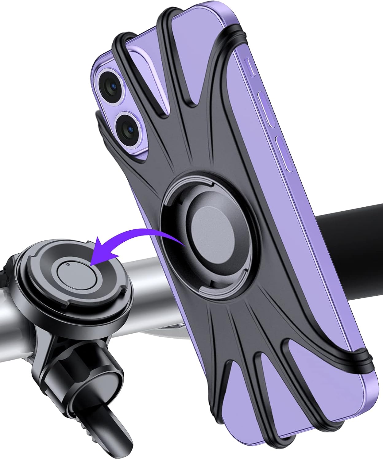 Bike Phone Mount, VUP [Detachable] Silicone Phone Holder for Bicycle, 360° Rotatable, Universal Motorcycle Phone Mount for iPhone 12, 12 Pro, Mini, 12 Pro Max, Fit for 4.0-6.7 inch Cellphones