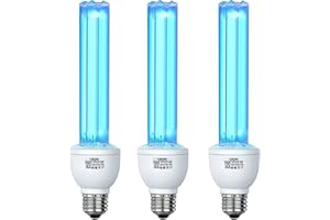 3 Pack E26/E27 25 Watts 254nm UVC Glass Tube Light Bulb Replacement UV Light Bulb 110V for Bedroom/Bathroom/Closet/Kitchen 25