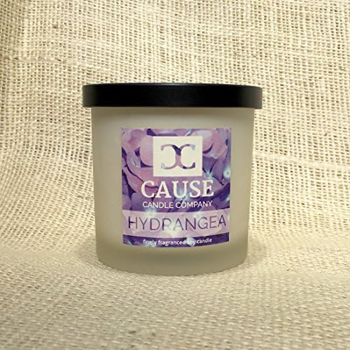Cause Candle Co. 100% Soy Hydrangea Scented Candle. Best for Natural Aromatherapy, Stress Relief, Relaxation, Gift, or Home Fragrance. Clean Burn Glass Jar as Home Decor to Relax De-Stress