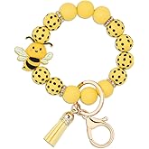 BAOSIWA Silicone Beaded Keychain Wristlet Key Ring Bracelet Cute Car Key Chain Holder for Women Girls