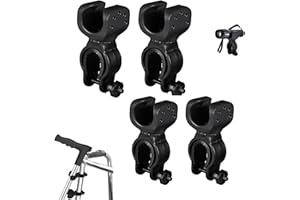 4Pcs Universal Cane Holder ，360 Degree Rotation ABS Plastic for Walker Holder, Walking Stick, Crutches, Rollator, Electric Wh