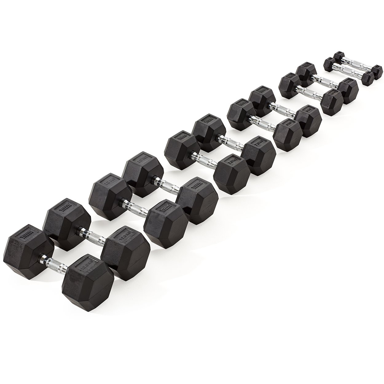 Coppia Manubri Esagonali Titan Fitness 70 Lb (31,7 Kg) - Rivestiti In Gomma Nera - Presa Cromata