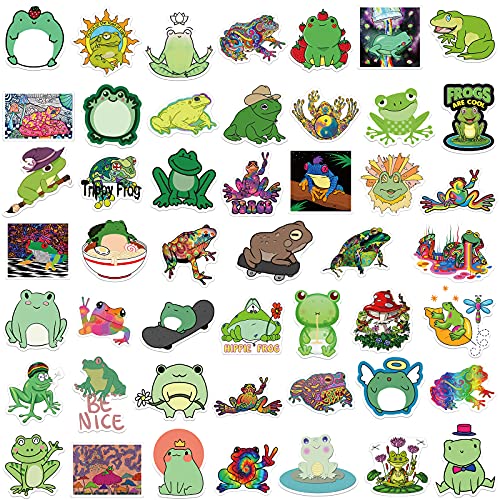 Psychedelic Frog Stickers, 100 Pcs Vinyl Waterproof Stickers for Water Bottles Laptop Skateboard Computer, Kawaii Cute Frogs Stickers for Kids Teens Adults
