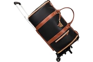 Rolling Garment Bag for Travel, 3-in-1 Convertible Carry On Garment Duffle Bag with Wheels, Waterproof PU Leather No Wrinkle 