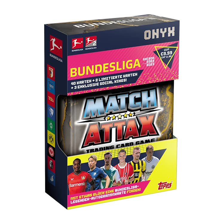 Topps Bundesliga Match Attax Football Trading Cards 2022/23, Mini Collector’s Box, Onyx