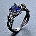 Bamos Jewelry Womens Lab Blue Bright Stone Ring Promise Wedding Engagement Gift Black Gold Plated Womens Rings Size 7
