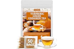 ULTHMOK 50 Premium Turmeric, Ginger, Cinnamon Blend Tea Bags, 100% Natural & No Additives & Caffeine Free.