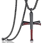 Rehoboth Baseball Bat Cross Pendant Necklace for Men Women with 24" Stainless Steel Chain Black Gold Silver