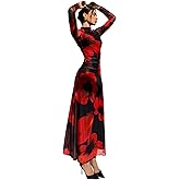 Verdusa Women's Floral Slimming Wedding Guest Dress Long Sleeve Holiday Maxi Dresses