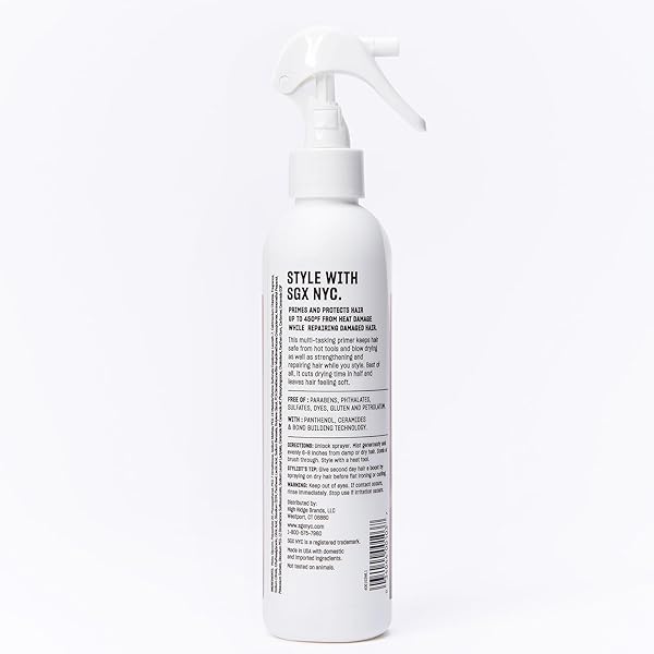 SGX NYC BLAZE LEAVE-IN HEAT PROTECTION AND PRIMER – HEAT PROTECTOR INFUSED WITH CERAMIDES – HEAT STYLING SPRAY REVITALIZES DAMAGED HAIR – 7.2 OZ, CRANBERRY