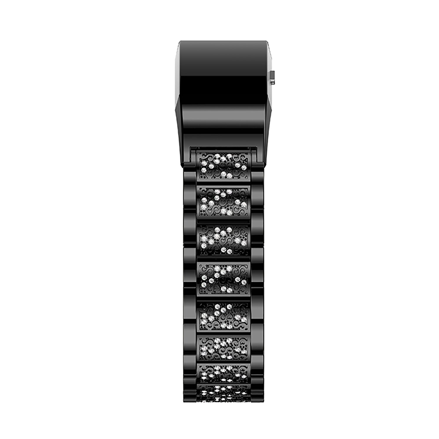 Fitbit Charge 2 Band, iBazal Stainless Steel Watch Band with Crystal Rhinestone Chain Bracelet Replacement Strap for Fitbit Charge 2 - Stylish Black