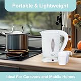 Quest White Compact Travel Kettle 0.5L 600W Dual Voltage with 2 Cups view 5