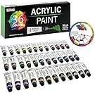 U.S. Art Supply Professional 36 Color Set of Acrylic Paint in Large 18ml Tubes - Rich Vivid Colors for Artists, Students, Beginners - Canvas Portrait Paintings - Bonus Color Mixing Wheel