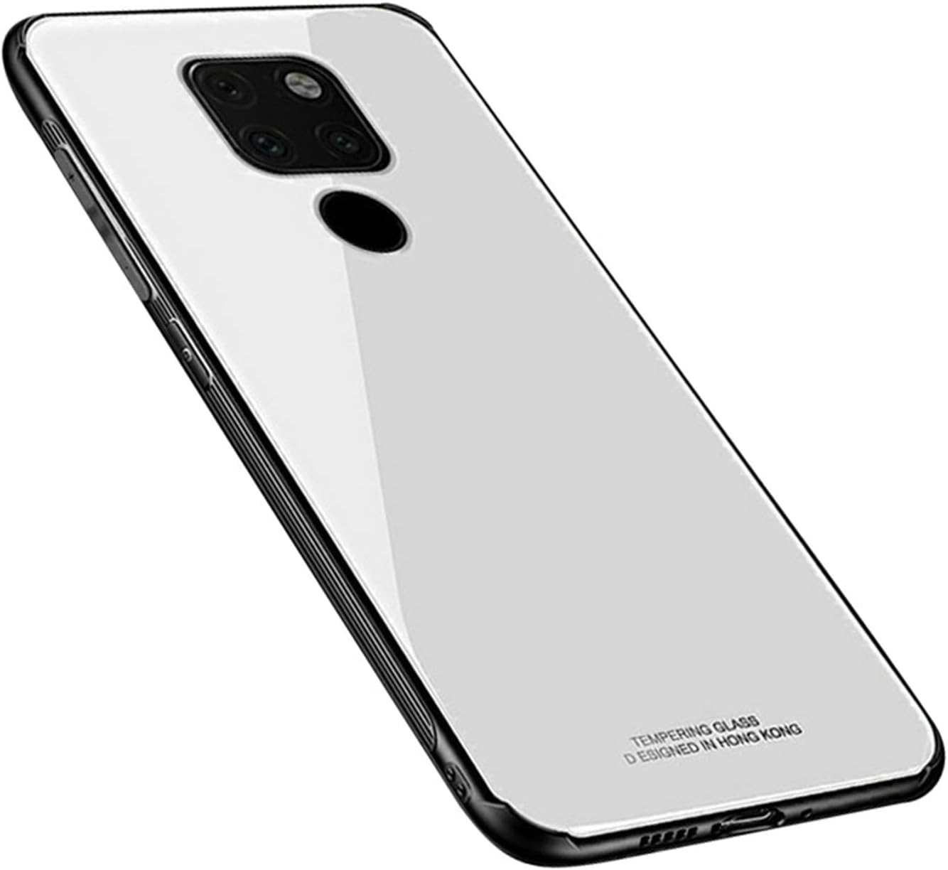 UNIYA Huawei Mate 20 Case, Tempered Glass with Soft TPU Silicone Shock Absorption Bumper Protective Case (White)