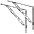 YUMORE 16 inch Stainless Steel Shelf Brackets, Heavy Duty Solid Shelf Support, Max Load: 550lb Corner Brace Joint Right Angle Bracket, Pack of 2