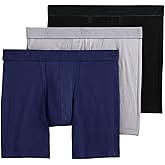 Jockey Men's Underwear Chafe Proof Pouch Cotton Stretch 6" Boxer Brief - 3 Pack, Just Past Midnight/Mid Grey/Black Out, XL