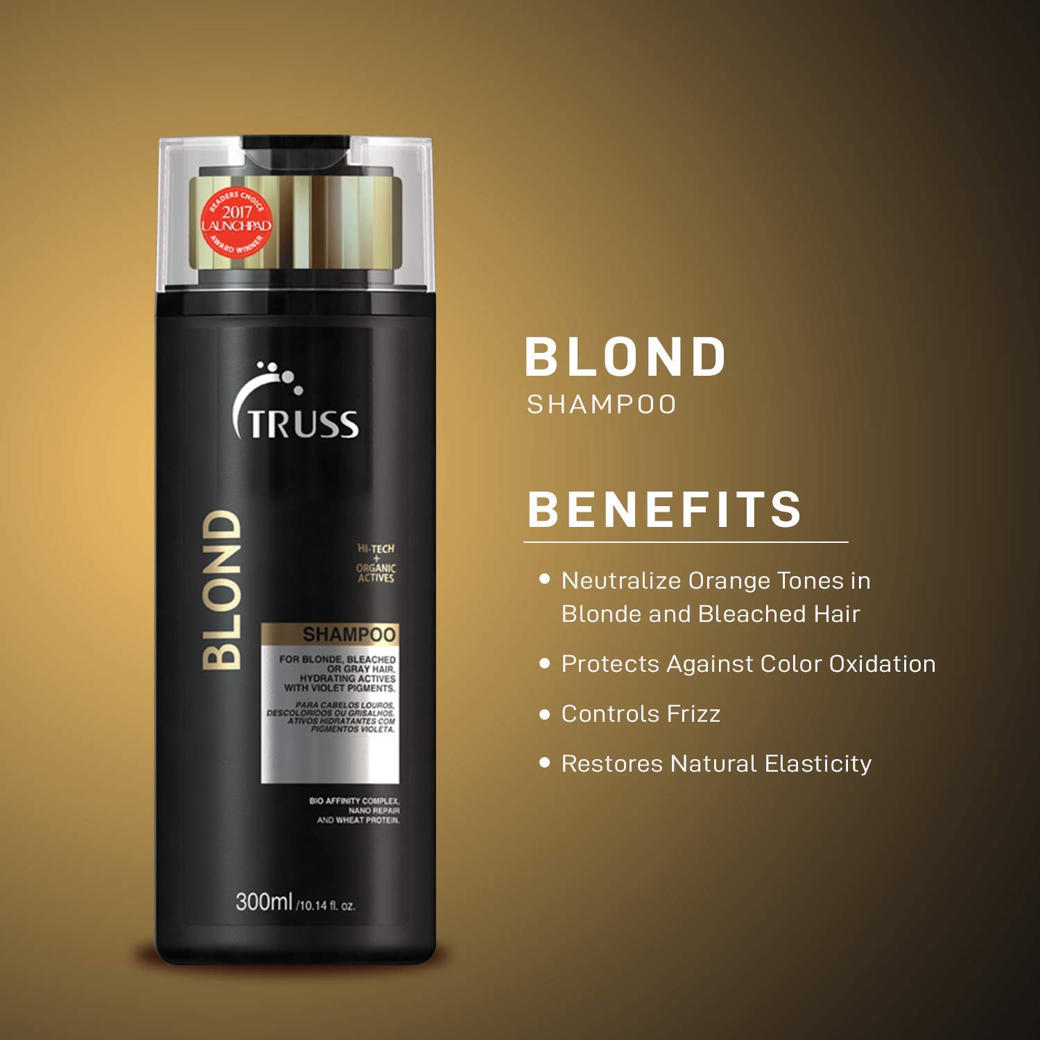 TRUSS Purple Shampoo & Toner for Blonde Hair - Blond Shampoo for Bleached, Gray, Highlighted & Brassy Hair - Restore Strength, Shine & Elasticity - Hydrating Daily Color Protection (10.14 Fl Oz)