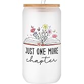 Aeenr Book Lovers Gifts for Women - Christmas Gifts for Bookish Book Club Bookworms Readers Librarian Teacher Nerd Friends 16oz Glass Cup with Lids and Straws Birthday Valentines Mothers Day