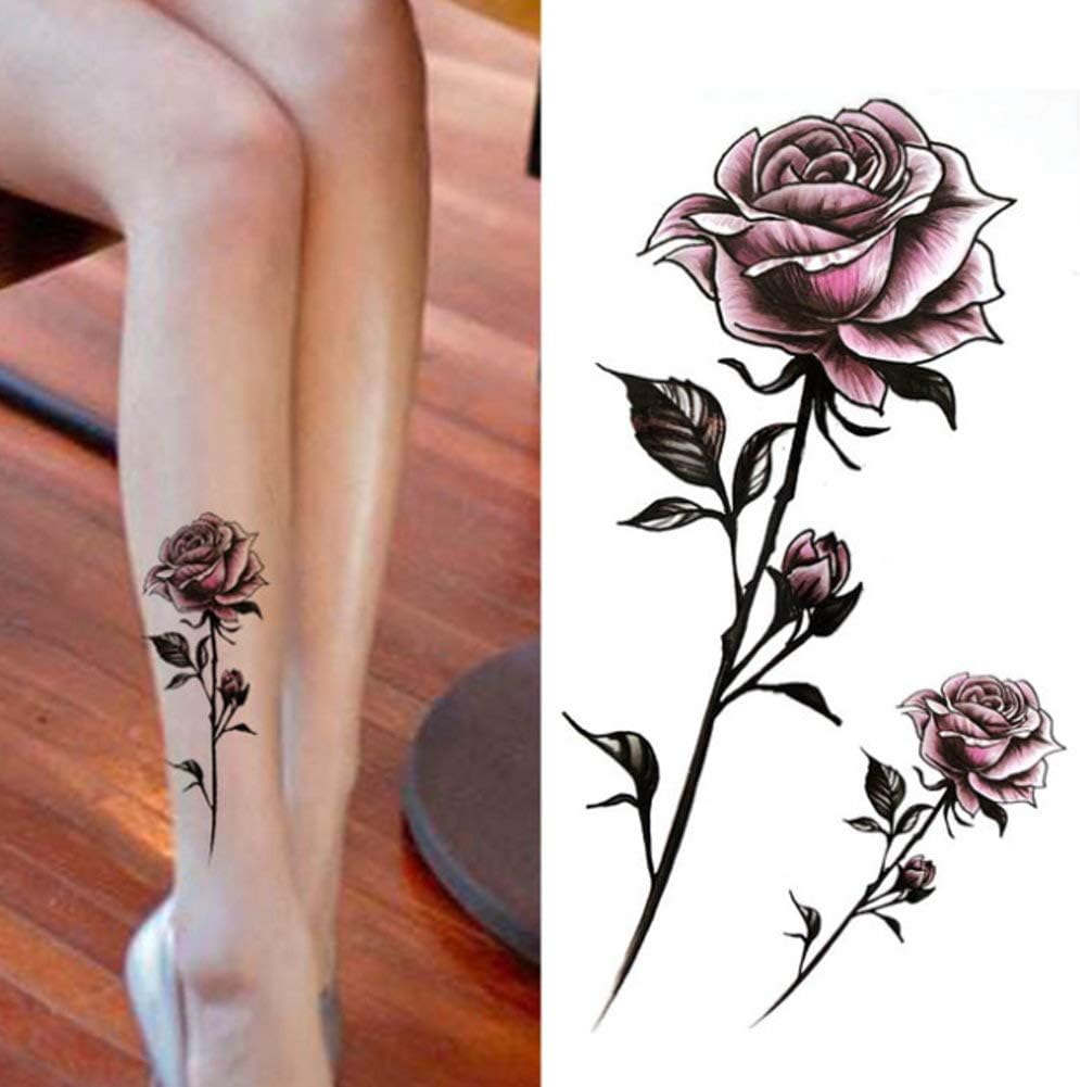 Erospa Tattoo Bogen Temporar Sticker 2 Rosen Mit Stiel Wasserfest Amazon De Spielzeug