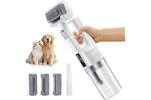 HYCHIPET [2025 Version]Dog Vacuum for Shedding Grooming- 5 in 1 Cleaning Slicker Brush for Dogs & Cats Deshedding Vacuum Brush with 5 Pet Grooming Tools for Shedding Pet Hair, Home Cleaning