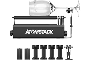 ATOMSTACK R3 Pro Engraver Rotary Roller, Engraver Y-axis Rotary Roller for 360° Engraving Cylindrical Objects with 4 Heightening Columns, 2 Support Shaft and 1 Support Frame