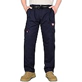 TICOMELA FR Pants for Men Flame Resistant Cargo Pants Lightweight 100% Cotton NFPA2112 7.5oz Elastic Waist Pants