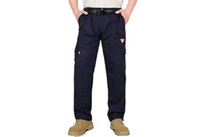 TICOMELA FR Pants for Men Flame Resistant Cargo Pants Lightweight 100% Cotton NFPA2112 7.5oz Elastic Waist Pants