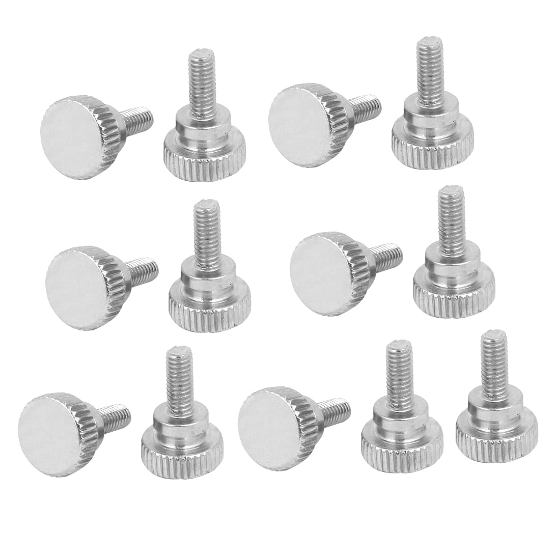 sourcingmap M4x10mm Flat Knurled Head Fully Threaded Thumb Screws Bolts Fastener 15pcs