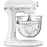 KitchenAid KSM6521XFP Professional 6500 Design Series Frosted Pearl White Bowl-Lift Stand Mixer with 6 Quart Glass Bowl