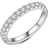 IMOLOVE Moissanite Wedding Band Wedding Rings for Women 0.35 ct D Color VVS1 Lab Created Diamond 18K Gold Plated Silver Rings Half Eternity Stackable Engagement Ring Anniversary Band Size 4-11