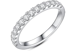 IMOLOVE Moissanite Wedding Band Wedding Rings for Women 0.35 ct D Color VVS1 Lab Created Diamond 18K Gold Plated Silver Rings Half Eternity Stackable Engagement Ring Anniversary Band Size 4-11