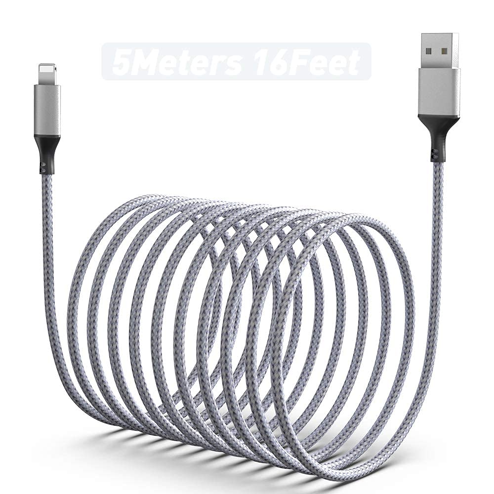Extra long iPhone Charger Cable 5M, Apple MFi Certified Lightning Cable 16ft, High Fast/Data Sync Lightning Charging Cable Lead for Apple iPhone 14/14Pro Max/13/12/11/XS/XR/XS Max/8/7/6/5S/SE iPad