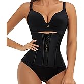 ZOLIQUEX Waist Trainer for Women Latex Corset Shapewear Faja Body Shaper Hourglass Bodysuit, Tummy Control Sport Workout Waist Cincher Zipper and Hooks, Black, Small