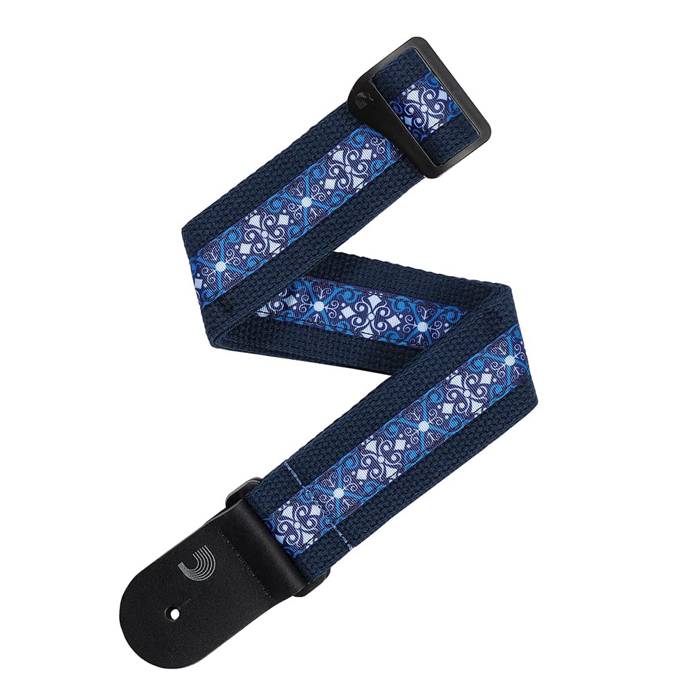 D'Addario Accessories Guitar Strap - Deluxe Cotton Guitar Strap, Blue