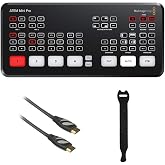 Blackmagic Design ATEM Mini Pro HDMI Live Stream Switcher with 6' High-Speed HDMI Cable &amp; 10-Pack Straps Bundle