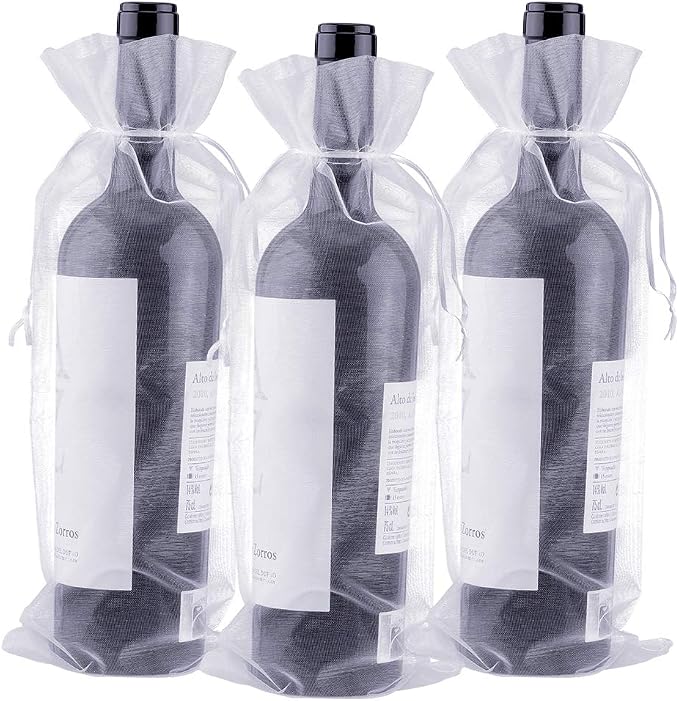 30 PCS Organza Wine Bags,37 * 14 cm Organza Bottle Gift Bags with
