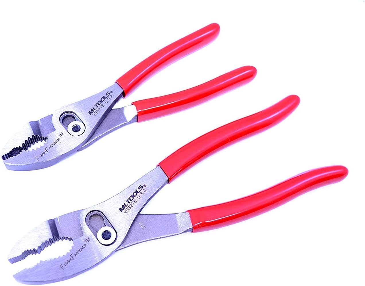 MLTOOLS 6.5 and 8 inch Combination Slip Joint Pliers | Flush Fastener Combination Slip Joint Pliers | Made in USA | VS8277