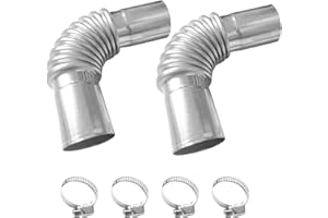 Copgge 25mm Diesel Heater Exhaust Pipe Elbow Connector Parking Heater Exhaust Tip Elbow Connector Exhaust Port with Clamps Compatible with Eberspacher Webasto Diesel Heater (2 Sets)